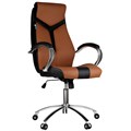 Кресло руководителя Helmi HL-E01 "Inari", экокожа черная/коричневая, хром - фото 379710