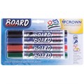 Набор маркеров для белых досок Crown "Multi Board" 04цв., пулевидный, 3мм, блистер - фото 383808