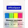 Флажки-закладки OfficeSpace, 45*12мм, 20л.*4 неоновых цвета, европодвес - фото 387231