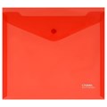 Папка-конверт на кнопке СТАММ А5+, 180мкм, пластик, прозрачная, красная - фото 387872