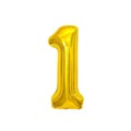 Воздушный шар, 40", MESHU,  цифра 1, золотой, фольгированный - фото 398900