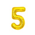 Воздушный шар, 40", MESHU,  цифра 5, золотой, фольгированный - фото 398924