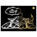 Гравюра с эффектом золота ТРИ СОВЫ "Спящий кот", А5 - фото 399290