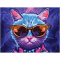 Картина по номерам на картоне ТРИ СОВЫ "Диджитал кот", 30*40, с акриловыми красками и кистями - фото 406562