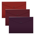 Набор из 3 папок-конвертов на кнопке пластиковых ErichKrause® Matt Blackberry Marsala, арома, A4, непрозрачный, ассорти (4 набора в пакете) - фото 452539