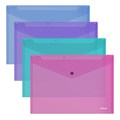 Папка-конверт на кнопке пластиковая ErichKrause Fizzy Vivid, A4, полупрозрачный, ассорти (в пакете по 12 шт.) - фото 455809