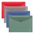 Папка-конверт на кнопке пластиковая ErichKrause Glossy Classic, A4, полупрозрачный, ассорти (в пакете по 12 шт.) - фото 455827