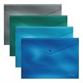 Папка-конверт на кнопке пластиковая ErichKrause Glossy Ice Metallic, A4, непрозрачный, ассорти (в пакете по 12 шт.) - фото 455842