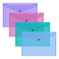 Папка-конверт на кнопке пластиковая ErichKrause Glossy Vivid, B5, полупрозрачный, ассорти (в пакете по 12 шт.) - фото 455895