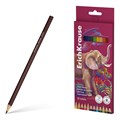 Цветные карандаши деревянные ErichKrause Safari трехгранные, грифель 3,3 мм, 12 цветов (в коробке с европодвесом 12 шт) - фото 475814