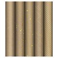 Упаковочная бумага крафт 70*100см, MESHU "Golden Pattern", 80г/м2, отд. фольгой, ассорти 5 дизайнов R360830 - фото 507863