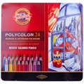 Карандаши цветные художественные Koh-I-Noor "Polycolor", 24цв., заточен., метал. пенал R132740 - фото 524413