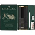 Набор карандашей ч/г матовых Faber-Castell "Pitt Graphite Matt" HB, 2B, 4B, 6B, 8B, 10B, 12B, 14B, заточ, ластик, метал.точилка, растушевка, метал.кор R332001 - фото 525404