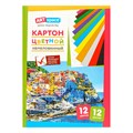 Картон цветной А4, ArtSpace, 12л., 12цв., немелованный, в папке R220681 - фото 527024