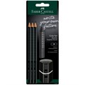 Набор карандашей ч/г Faber-Castell "Grip 2001" 3шт., трехран., заточен., ластик, точилка, черный блистер R319099 - фото 548354