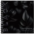 Скетчбук 40л., 170*170 BG "Black. Leaves", на гребне, soft tuch, выборочный лак, 120г/м2 R376701 - фото 576346