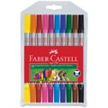 Фломастеры двусторонние Faber-Castell, 10цв., 10шт., смываемые, пластик.уп., европодвес R286204 - фото 604664