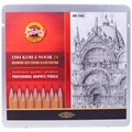 Набор карандашей ч/г Koh-I-Noor "1500" 24шт., 8B-10H, заточен., метал. пенал R177380 - фото 609486