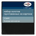 Набор холстов на картоне Гамма "Студия", 3шт., 6,5*6,5см, цвет черный, 100% хлопок, 280г/м2, мелкое R373971 - фото 609770