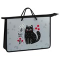 Папка с ручками А4 ArtSpace "Black Cat with Flowers", пластик, на молнии, 75мм R380304 - фото 617056